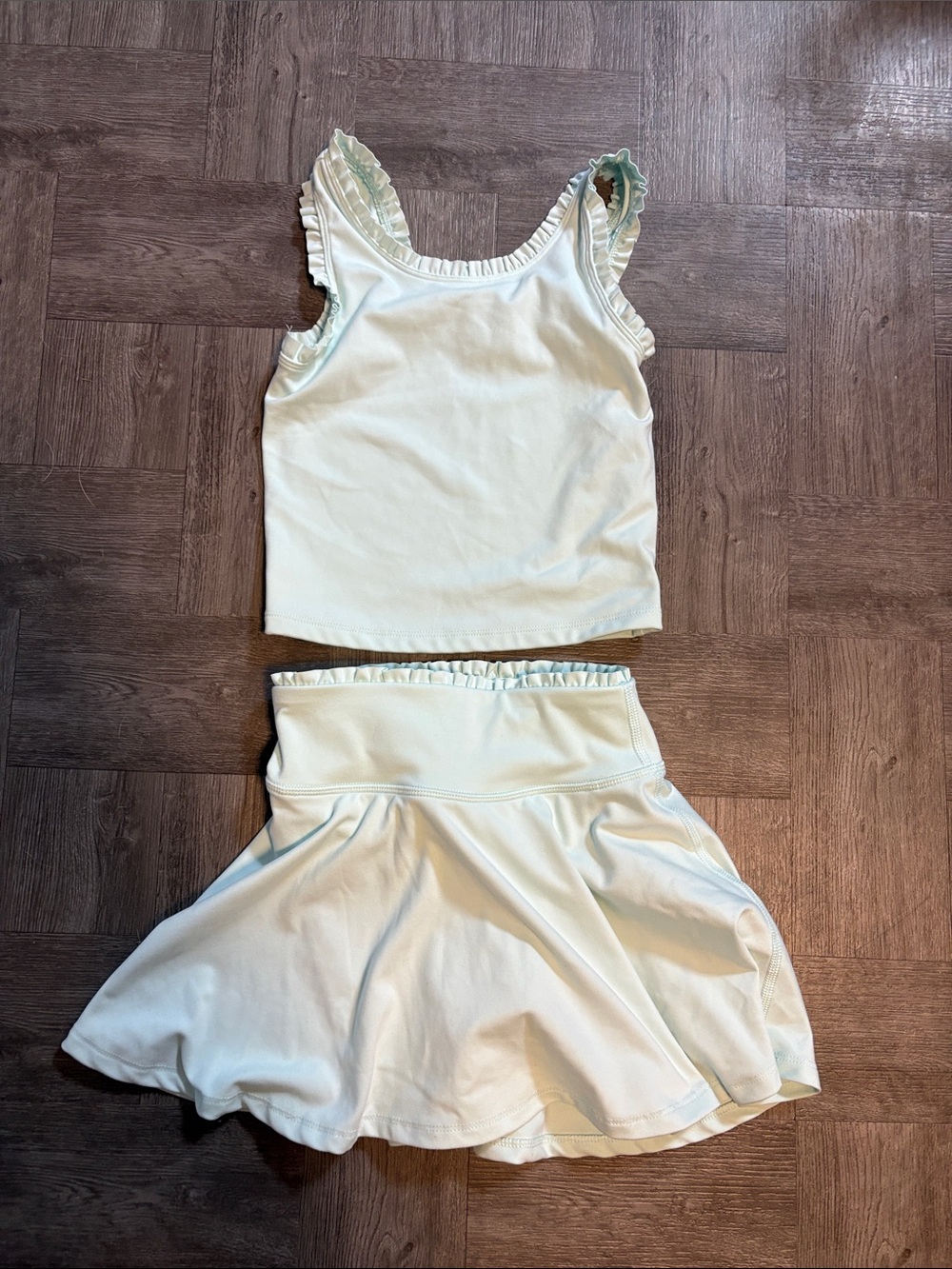 Yogalicious Light Blue Ruffle Strap Tank and Skort Set